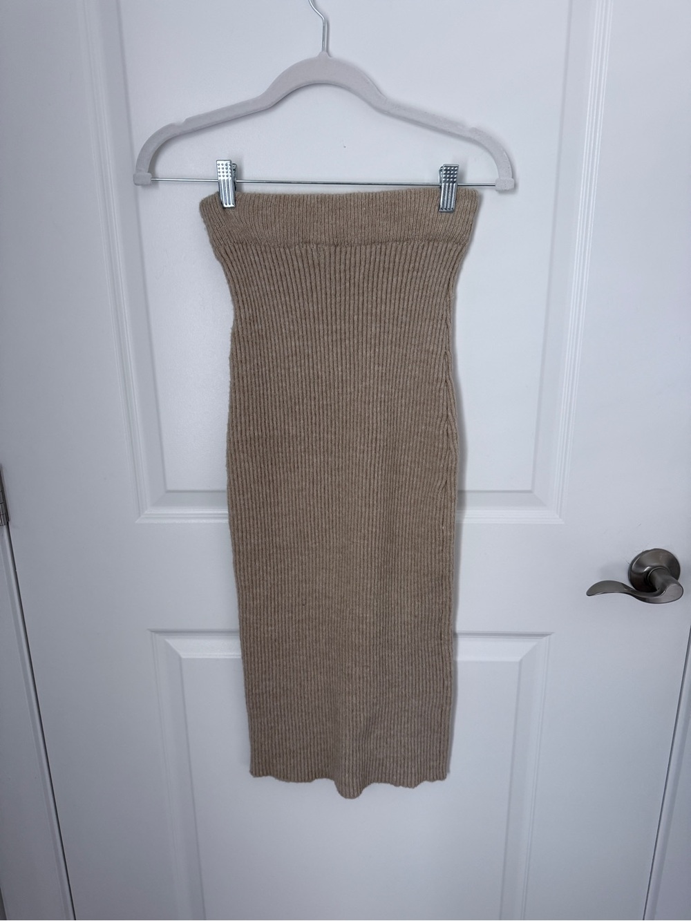 Forever 21 Ribbed Knit Midi Skirt in Taupe
